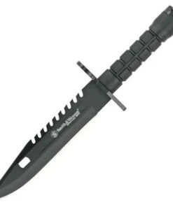 Smith and Wesson S&W Special Ops Bayonet, Black coated 7 3/4" stainless blade with sawback.