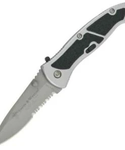 Smith and Wesson Smith & Wesson Silver S.W.A.T. Assisted Linerlock. Silver finish handles. Matte finish blade. Combo edge blade