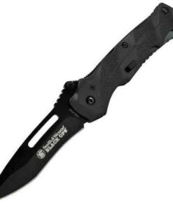 Smith and Wesson Smith & Wesson Black Ops 2, Black Aluminum Handle, Black Blade, Plain Edge