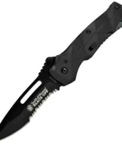Smith and Wesson Smith & Wesson Black Ops 2, Black Aluminum Handle, Black Blade, Combo Edge