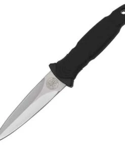Smith and Wesson Smith & Wesson SWHRT3 HRT Military Boot Knife, 7.37" 440C SS Plain Blade, Black Kraton Handle, Black Sheath