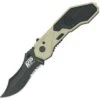 Smith and Wesson Smith & Wesson Military Police Magic, Desert Tan & Black Handle, Black. Blade, Combo Edge
