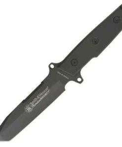 Smith and Wesson Smith & Wesson Homeland Security Tanto. 6" black coated stainless tanto blade with partial sawback.