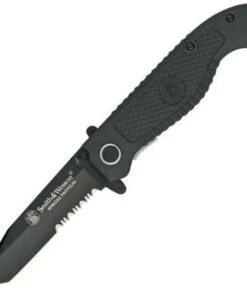 Smith and Wesson Smith & Wesson Special Tactical Linerlock. Partially serrated black finish blade