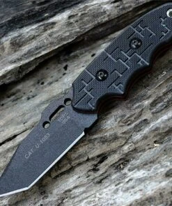 Tops C.A.T. 203 Cryptic Cyber Scales, 3.25 in. Tanto-Styled 1095 Blade Steel, Black G-10 Handle, Overall Length 7.25"