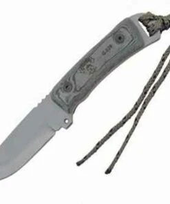 Tops Overlander, Gray Finish 1095 Carbon Steel, Black Micarta