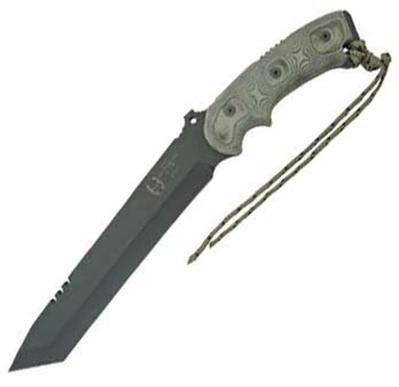 Tops Anaconda Woodmaster Tanto Point, Black Linen Micarta. 1 Tops Anaconda Woodmaster Tanto Point, Black Linen Micarta.