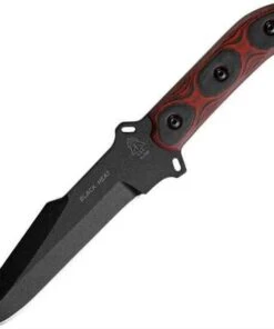 TOPS Black Heat, Red & Black G10 Handle, w/ Black Kydex Sheath