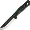 TOPS BROSGB B.O.B. Fieldcraft, 4.625" 1095 Plain Blade, Black/Green G-10 Handle-Kydex Sheath