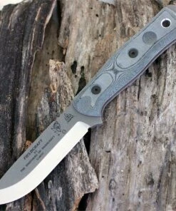 TOPS BROSTBF02 B.O.B. Fieldcraft, 4.75" 1095 Plain Blade, Gray Canvas Micarta Handle-Kydex Sheath