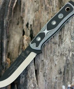 TOPS BROSWB B.O.B. Fieldcraft, 4.625" 1095 Plain Blade, Black/White G-10 Handle-Kydex Sheath