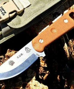 TOPS CUB, 1095 Carbon RC 56-58 Steel, Natural Tan Micarta Handle
