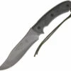 Tops Longhorn Bowie, 6 3/4" Black River Wash Blade, Black Micarta Handle