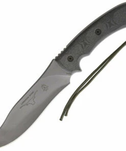 Tops Longhorn Bowie, 6 3/4" Black River Wash Blade, Black Micarta Handle
