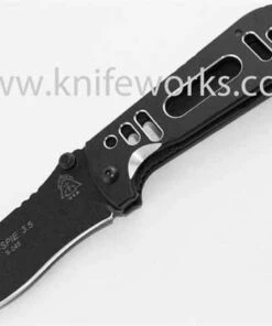 TOPS MIL-SPIE 3.5, 3.5" N690Co Plain Blade, Black Aluminum Handle