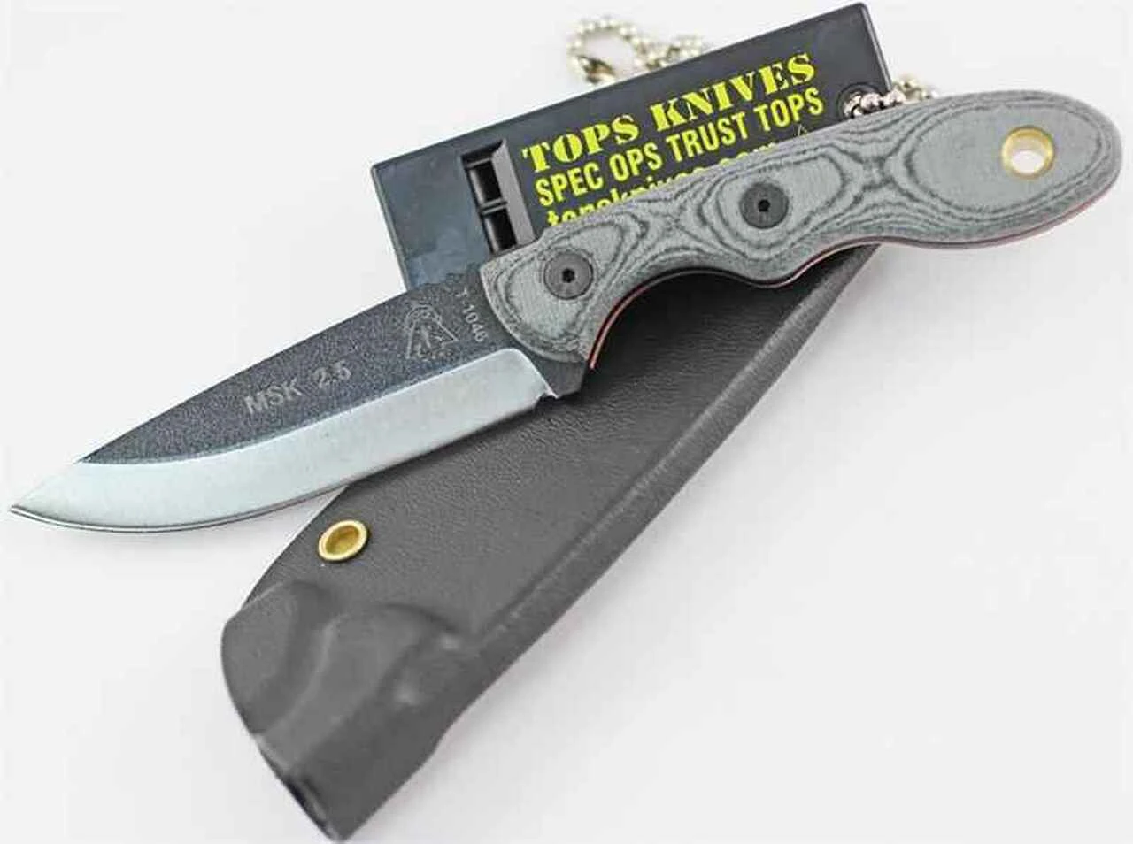 TOPS Knives Scandi Fixed Blade, 1095 High Carbon Steel, Black Linen Micarta Handle 1 TOPS Knives Scandi Fixed Blade, 1095 High Carbon Steel, Black Linen Micarta Handle