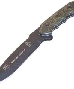 Tops Mission Team 21, Black Blade, Green/Black Micarta, Sheath
