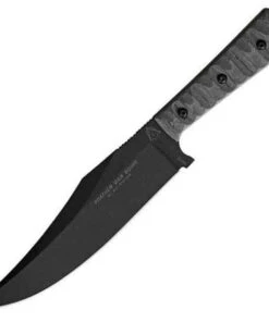 Tops PWB01 Prather War Bowie, 7.25" 1095 Plain Blade, Black Linen Micarta