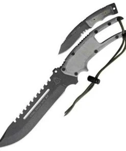 Tops TPSE107CXX STEEL EAGLE, 6.75" 1095 Carbon Steel Combo Blade, Black Linen Micarta Handle