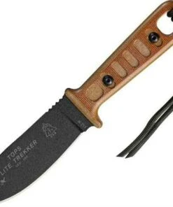 Tops Lite Trekker, Tan Canvas Micarta Handle, Plain Edge
