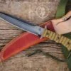TOPS Knives Wild Pig Hunter Fixed Blade, 1095 High Carbon Steel, Green Canvas Micarta