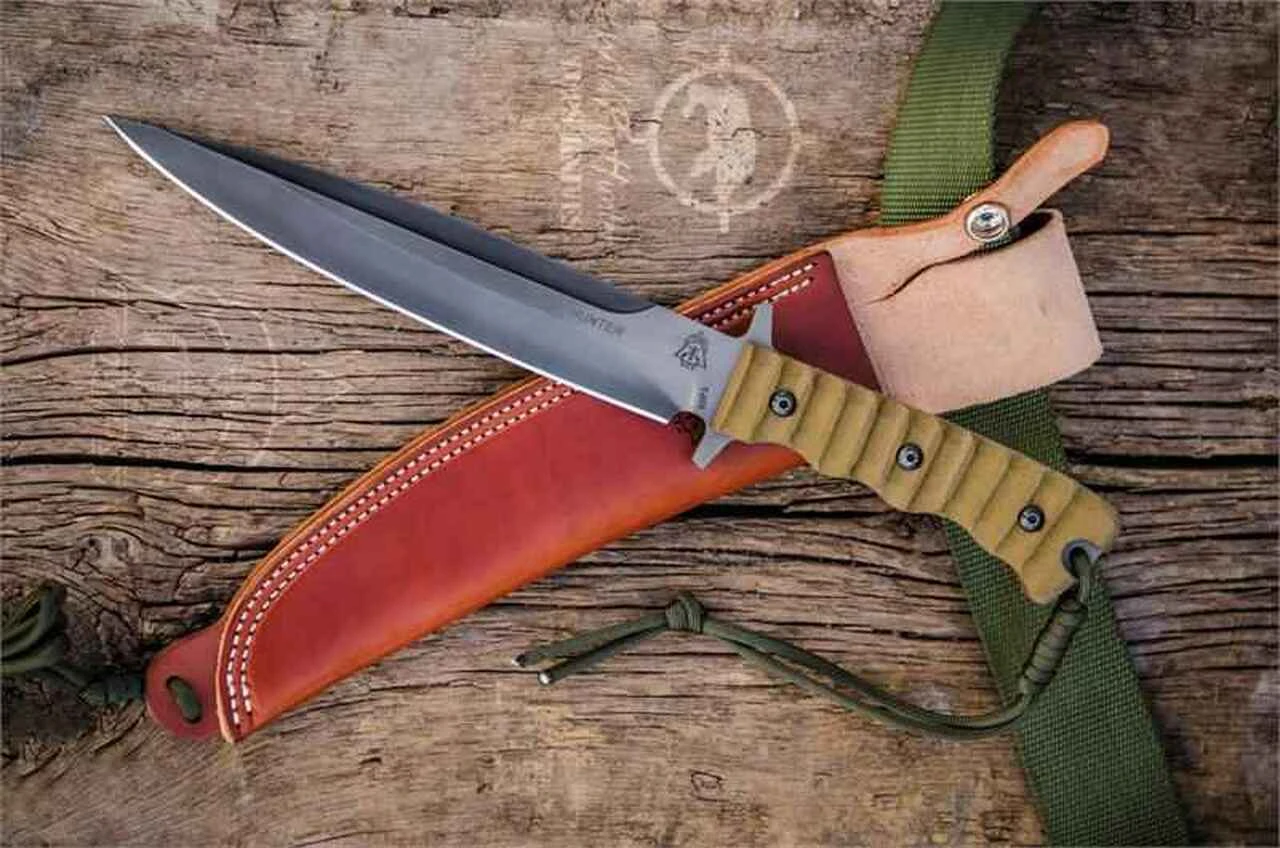 TOPS Knives Wild Pig Hunter Fixed Blade, 1095 High Carbon Steel, Green Canvas Micarta 1 TOPS Knives Wild Pig Hunter Fixed Blade, 1095 High Carbon Steel, Green Canvas Micarta