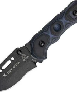 TOPS XCESTD Delta, 3.38" 154CM Plain Blade, Blue/Black G-10 Handle