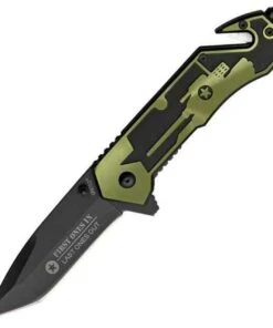 United Cutlery United Assisted Opening Folder, with Green Tank Cutout
