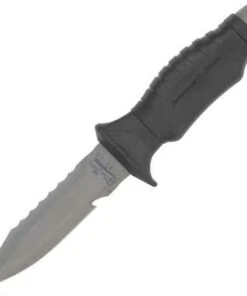 Underwater Kinetics Dive Knife Blue Tang Titanium, Clip Point, Black handle with soft rubber thumb guard