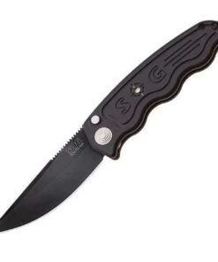 SOG-TAC ST-02 Automatic, 3.5" AUS-8 Black TiNi Plain Blade, Black Aluminum Handle