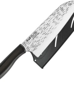 Kershaw Knives Kershaw Inspire Santoku, 6.75" Hammered 4116 Stainless Blade, Black Synthetic Handle