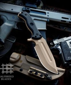 Halfbreed Blades Halfbreed Large Bush Knife - Black G-10 (5.7" D2 Dark Earth) LBK-01 DE