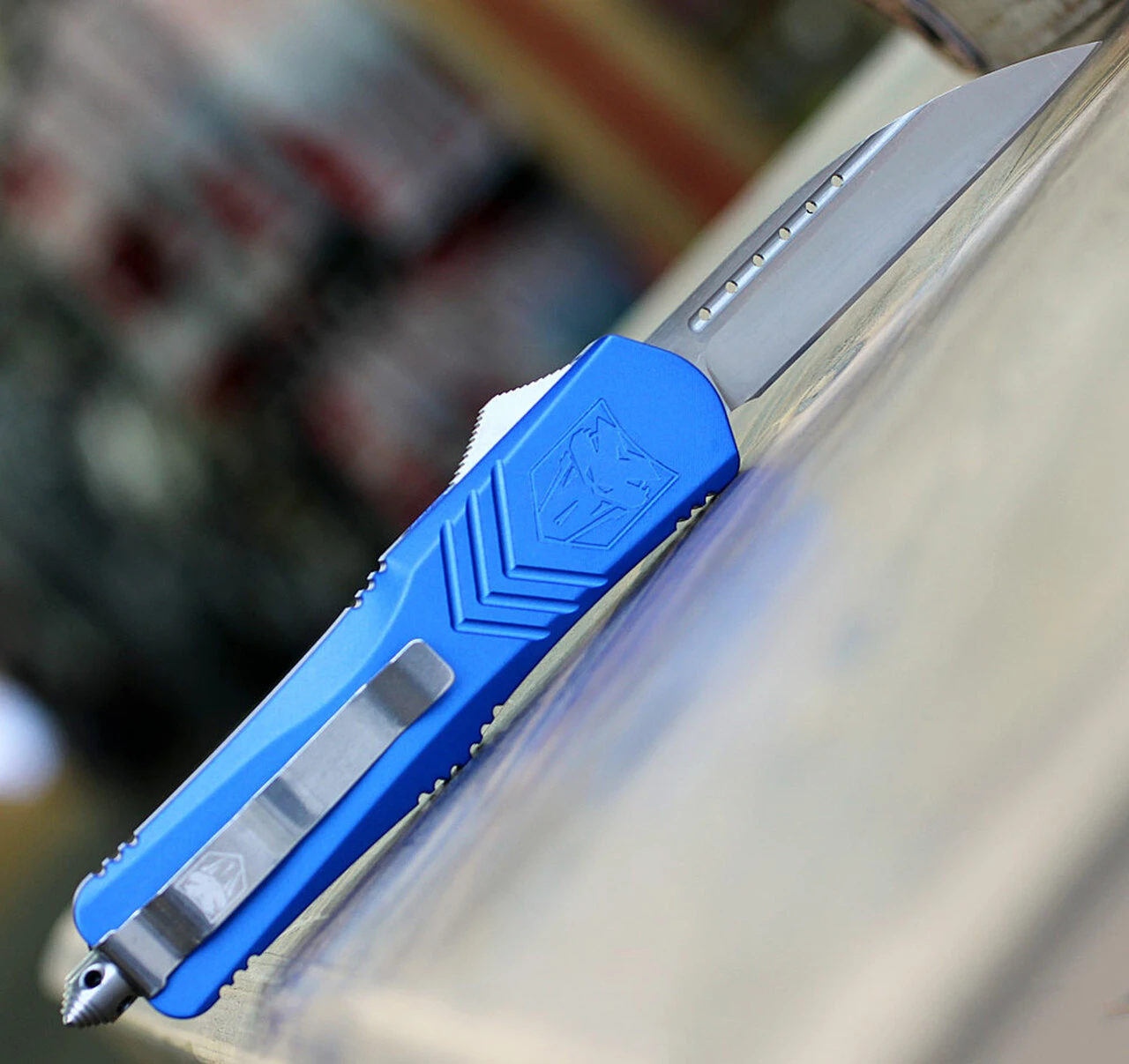 CobraTec Knives LBLUFS-XLDNS Large FS-X Blue, 3.50" D2 Steel Wharncliffe, Anodized Aviation Aluminum Handle 2 CobraTec Knives LBLUFS-XLDNS Large FS-X Blue, 3.50" D2 Steel Wharncliffe, Anodized Aviation Aluminum Handle - Image 2