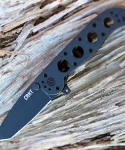 CRKT M16-02KS Framelock Tanto, 3.05" 12C27 Sandvik Plain Blade, Black Stainless Handle