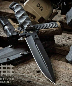 Halfbreed Blades Halfbreed Medium Infantry Knife - Black G-10 (6.49" D2 Black Plain) MIK-01P BLK