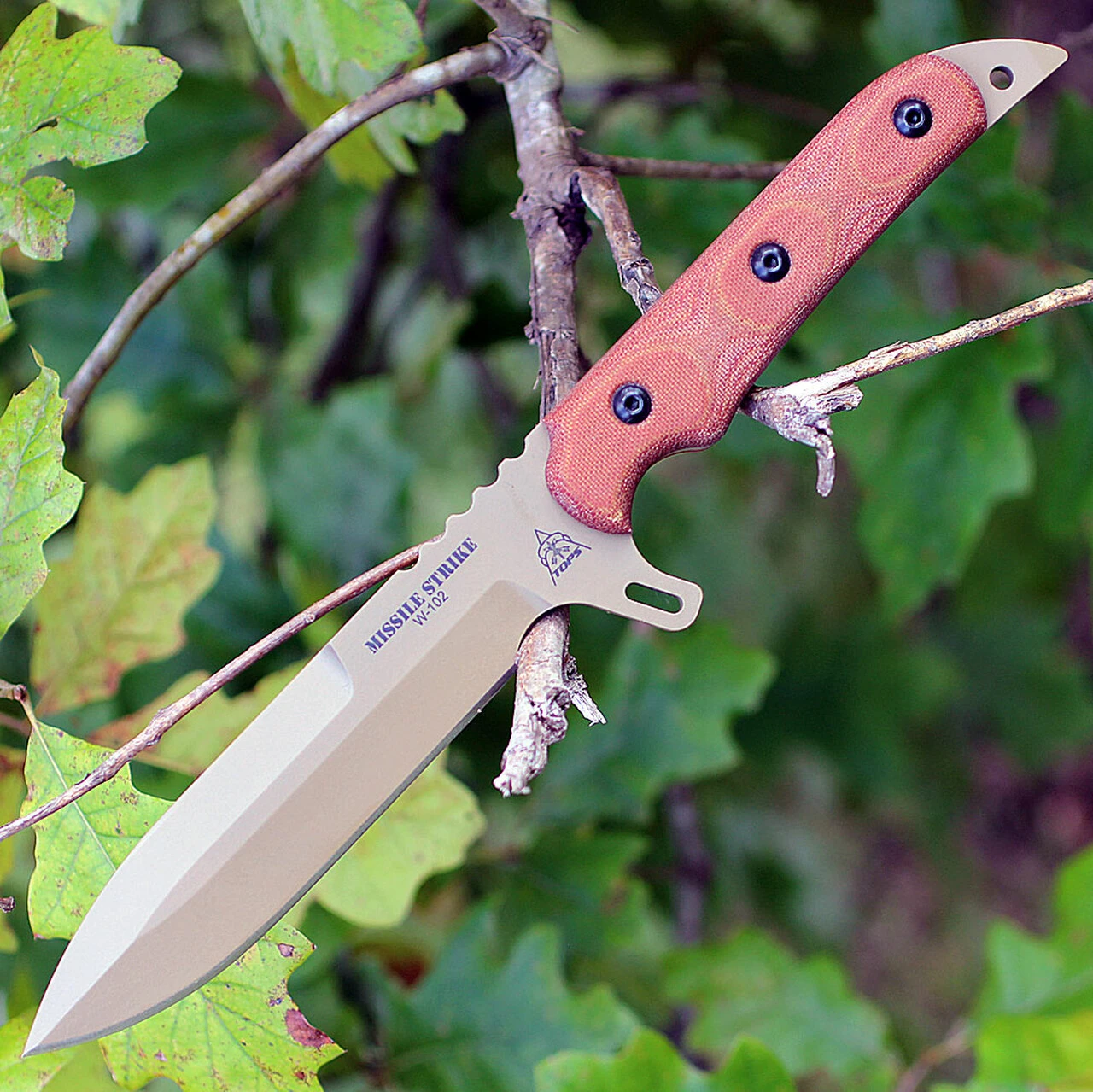 Tops MS01 Missile Strike, 6" 1095 Plain Blade, Tan Canvas Micarta Handle 1 Tops MS01 Missile Strike, 6" 1095 Plain Blade, Tan Canvas Micarta Handle