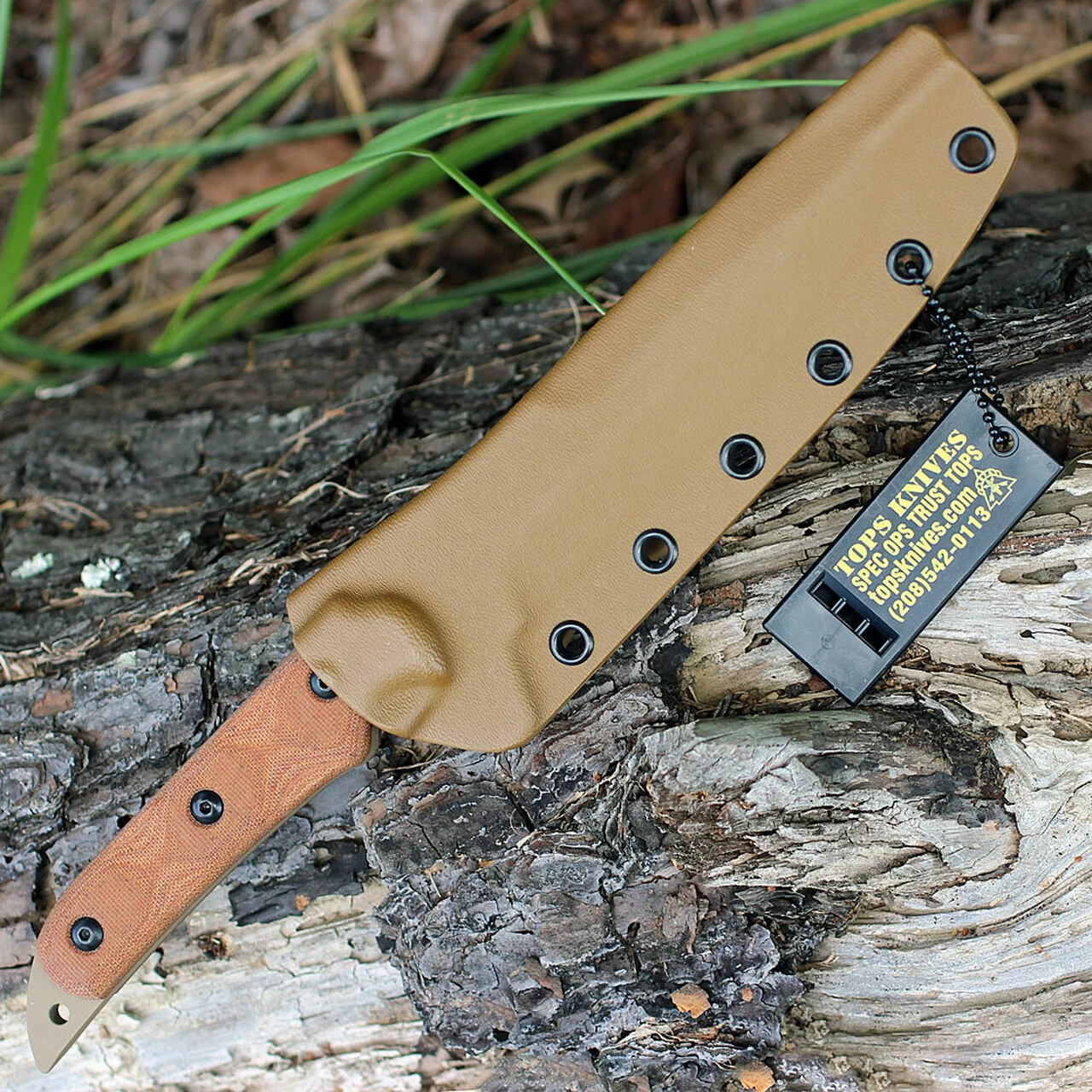 Tops MS01 Missile Strike, 6" 1095 Plain Blade, Tan Canvas Micarta Handle 3 Tops MS01 Missile Strike, 6" 1095 Plain Blade, Tan Canvas Micarta Handle - Image 3