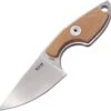 MKM - Maniago Knife Makers Mikro 1 Fixed Blade R01-NC, 2" Bohler M390 Stonewashed Plain Blade, Tan Micarta Handle