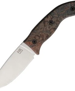 Ontario Knife Co. Hiking Knife 8187, 3.4" 420HC Satin Plain Blade, Brown & Black Micarta Handle, Brown Leather Sheath