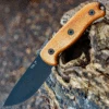 Ontario Knife Co. TAK 2 8664, 4.3" 1075 Black Plain Blade, Tan Wood Handle
