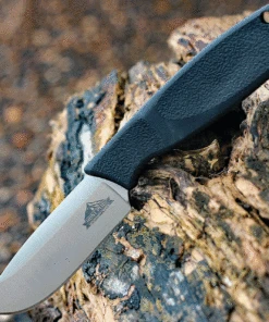 Ontario Knife Co. Hunt Plus Drop Point 9715, 4" Stainless Steel Satin Plain Blade, Black Synthetic Rubber Handle