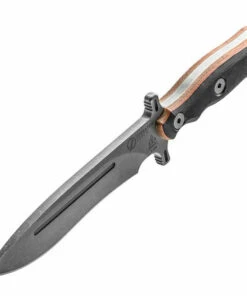 TOPS OP7-01 Operator 7, 7.25" 1075 Carbon Steel Acid Rain Blade, Micarta/Black G10 Handle -Knifeworks Sales Store operator7 17 54086.1566586001