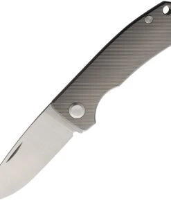 PMP Knives & Maxace Harmony PMP004, 3" Satin Bohler M390 Drop Point Blade, Gray Titanium Handles