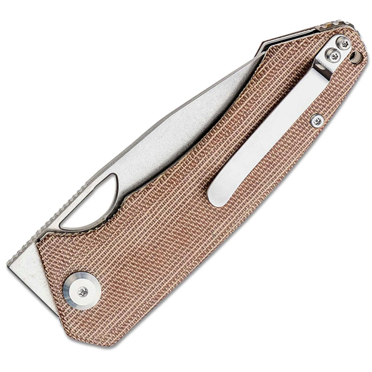 PMP Knives PMP Spartan Front Flipper - Brown Micarta (3.25" N690 SW) SPRTNMBR 2 PMP Knives PMP Spartan Front Flipper - Brown Micarta (3.25" N690 SW) SPRTNMBR - Image 2