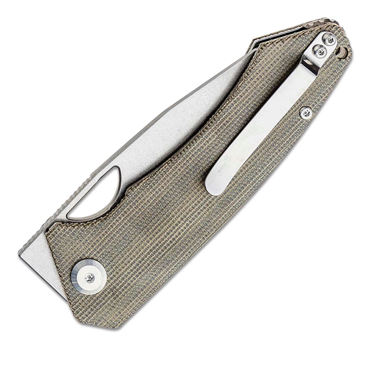 PMP Knives PMP Spartan Front Flipper - Green Micarta (3.25" N690 SW) SPRTNMGR 2 PMP Knives PMP Spartan Front Flipper - Green Micarta (3.25" N690 SW) SPRTNMGR - Image 2