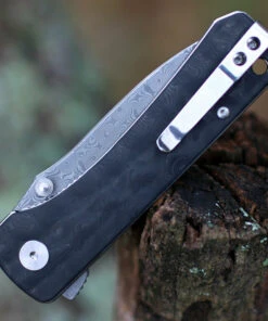 QSP Knife Hawk Linerlock QS131-A, 3.225" Damascus Plain Blade, Carbon Fiber Handle -Knifeworks Sales Store qs131a.2 42705.1603828228