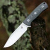 QSP Knife Bison Fixed Blade QS134-B, 4.5" D2 Satin Plain Blade, Denim Jean Linen Miarta Handle