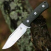 QSP Knife Bison Fixed Blade QS134-C, 4.5" D2 Satin Plain Blade, Green Linen Miarta Handle