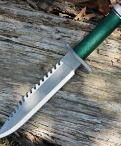 Rambo 9292 First Blood Standard Edition, 9" Stainless Plain Blade, Green Nylon Cord-wrapped Handle