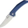 Reate Knives 016 Star Boy Framelock Blue Titanium, 3.25 in RWL 34 Steel Plain Blade